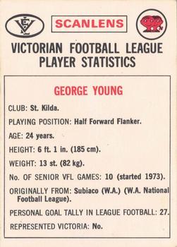 1974 Scanlens VFL #58 George Young Back